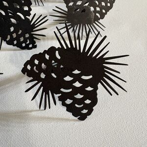 Pine Cone Napkin Holder Rings Metal Black Set of 8 Thanksgiving Fall Decor